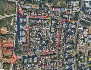 מפה עם הסדרי התנועה החדשים